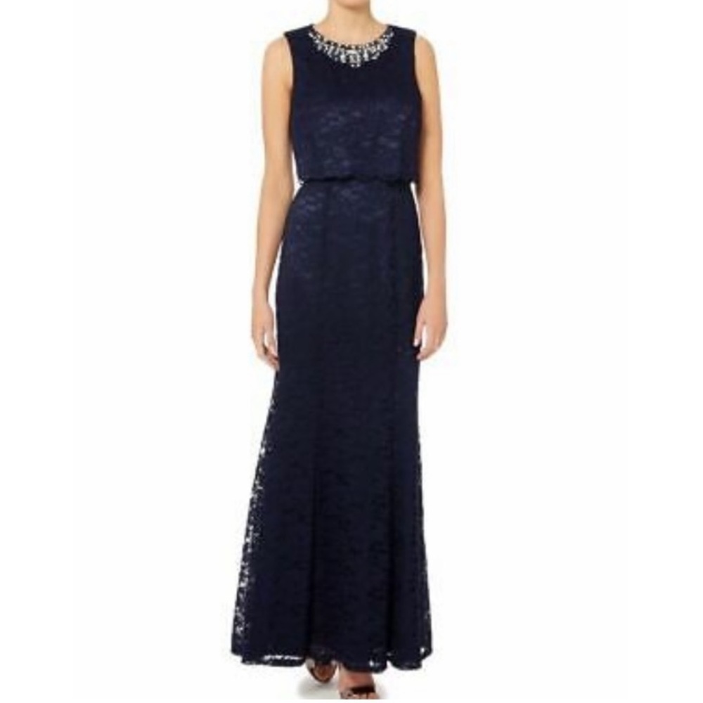 𝅺eliza J Embellished Neckline Lace Gown